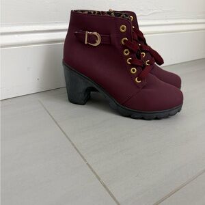 Women's Burgundy Ankle Boots